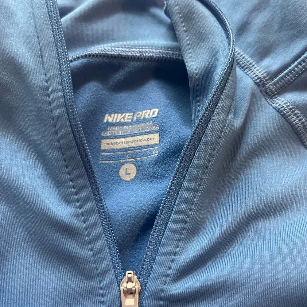 Nike Pro Steel Blue Zip Pullover